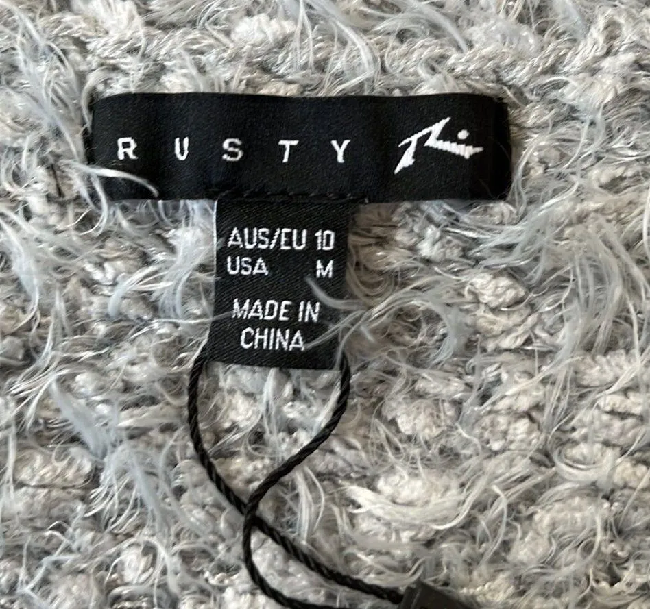 RUSTY Women’s v neck Butter cardigan Knot sweater in grey Marl size Medium - Image 4