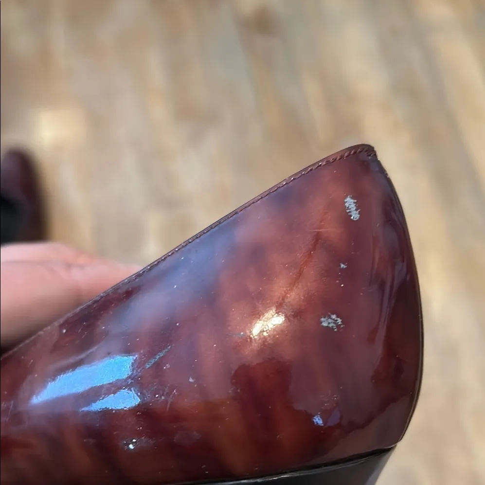 Etienne Aigner‎ Dark Brown Shiny Tortoise Heels 9.5 - Image 6