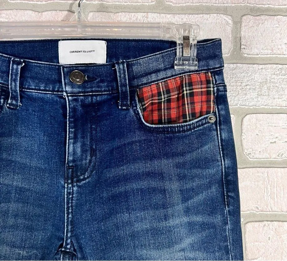 Current/Elliott The Stiletto Jean in Erwin Red Tartan Size 26 - Image 6