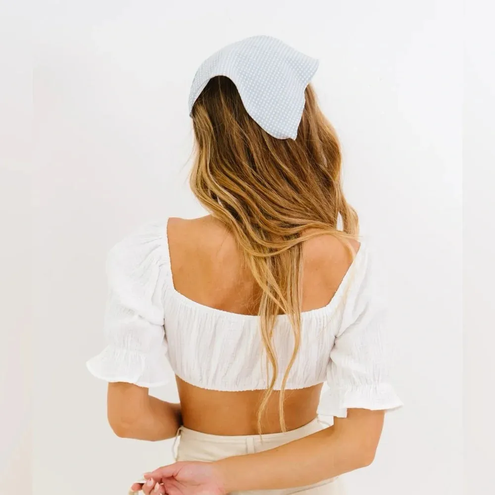 Luca + Grae Pink Tie Front Crop Top Puff Sleeves Size Small Cruise Summer - Image 6