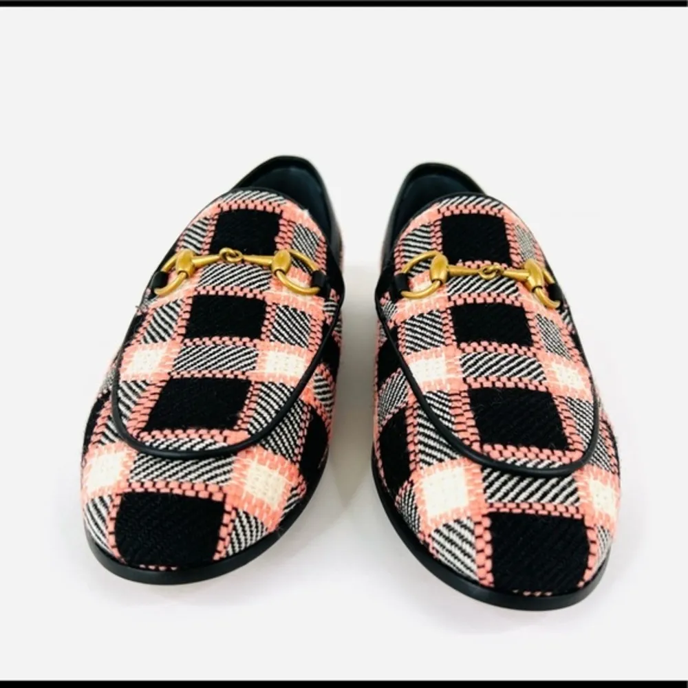 Gucci New Jordaan Horsebit Multi Color Plaid Check Tweed Loafers Flats Size 35 - Image 5