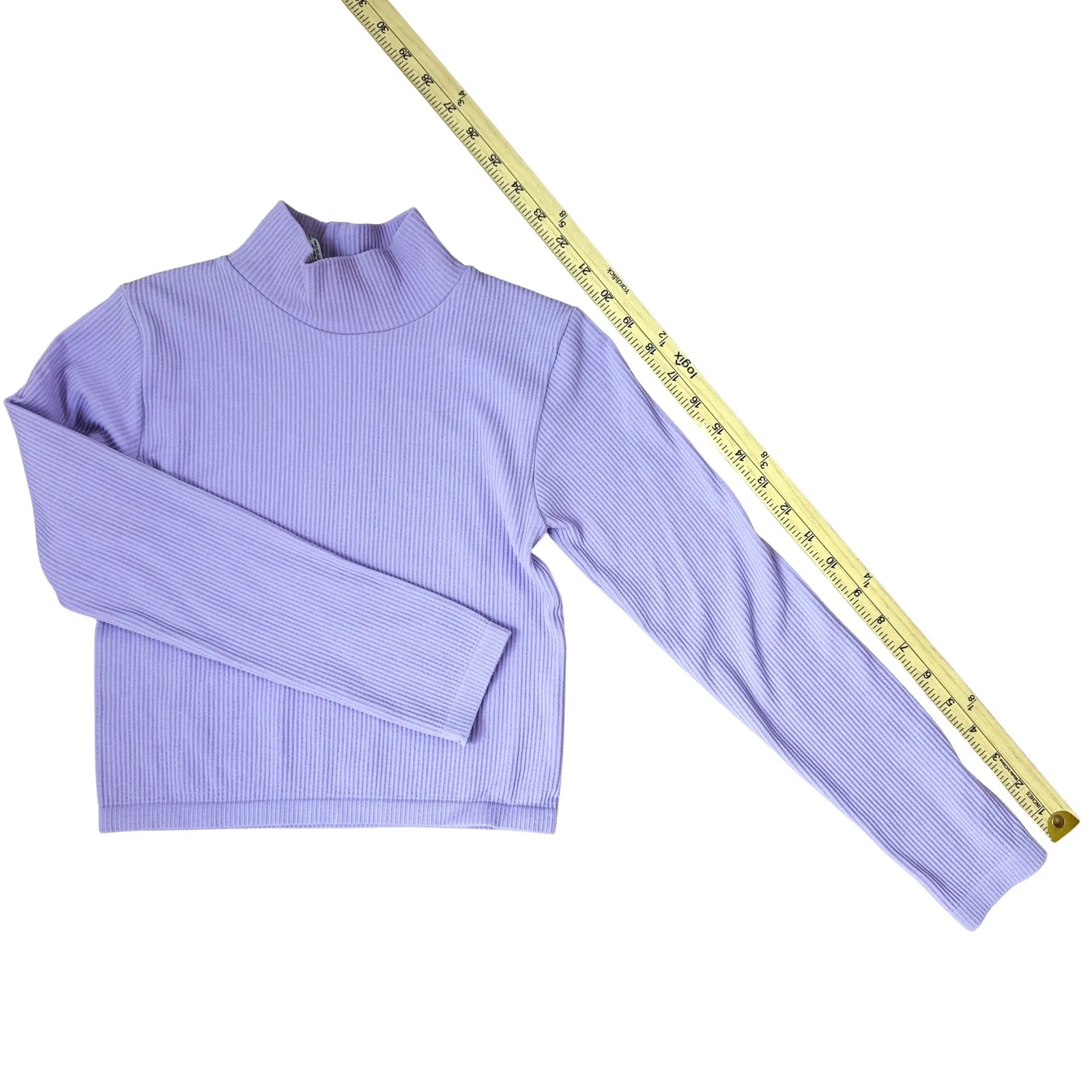 ZARA Lavender Ribbed Cropped Mock Turtleneck Womens M NWOT Lightweight Knit Top - Image 3