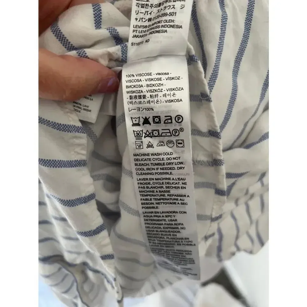 Women's Levi's‎ Off-Shoulder Blue Striped Blouse Size L - Image 8