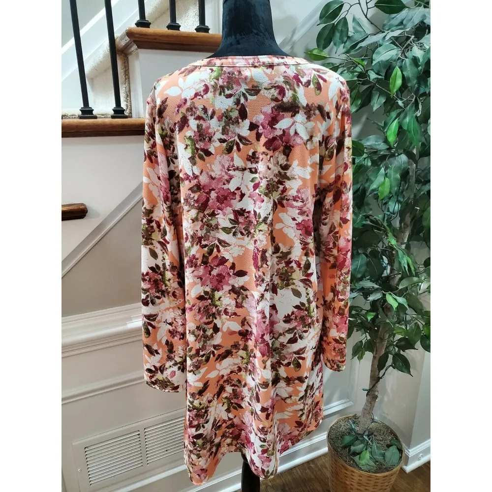 C Women's Floral Polyester Round Neck Long Sleeve Knee Length Dress Size XL - Image 7