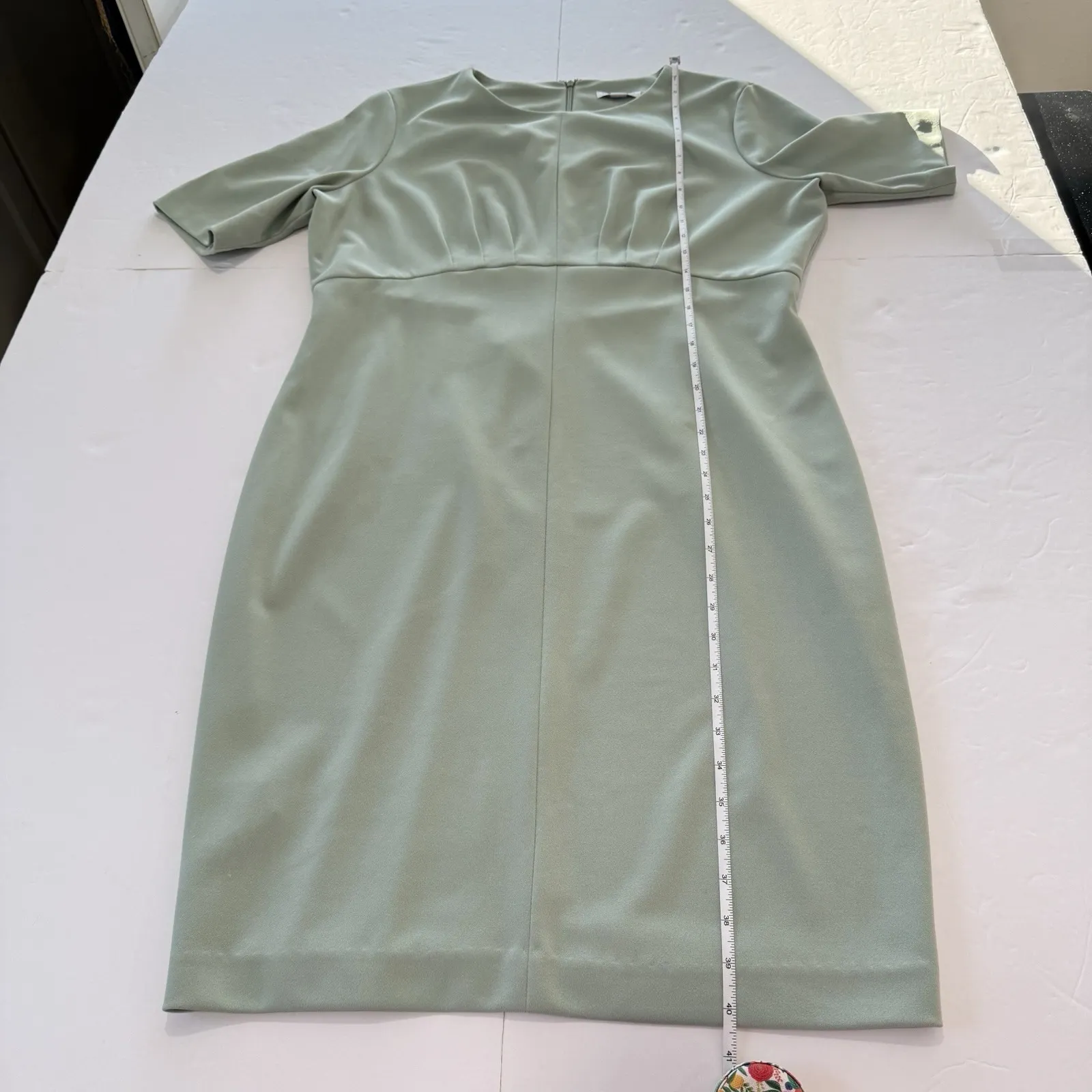 Calvin Klein‎ Sage Green Stretch Crepe Empire Waist Dress Size 18 - Image 9