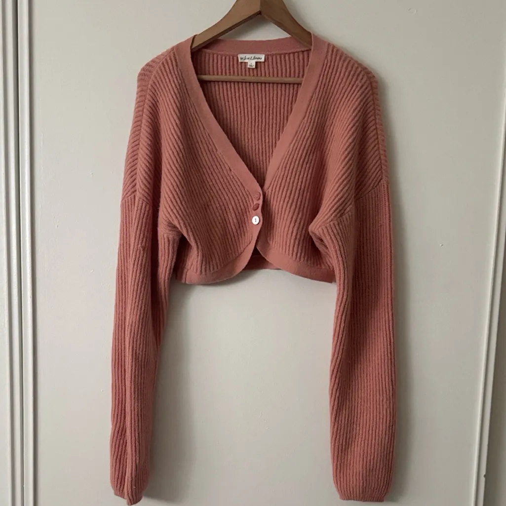 For Love & Lemons L Reese Coral Pink Button-Up Cropped Cardigan - Image 2