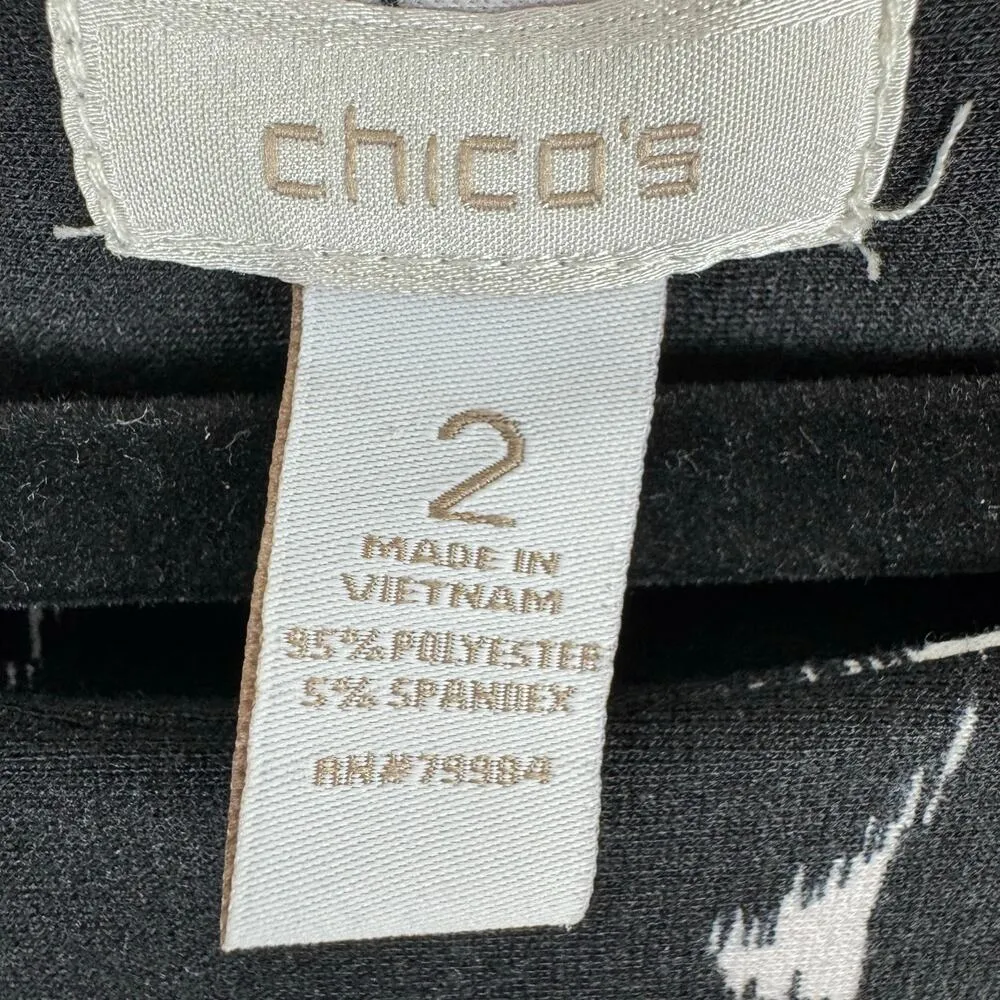 Chico's Black Red White Abstract Animal Print Sleeveless Stretchy Sheath Dress L - Image 4