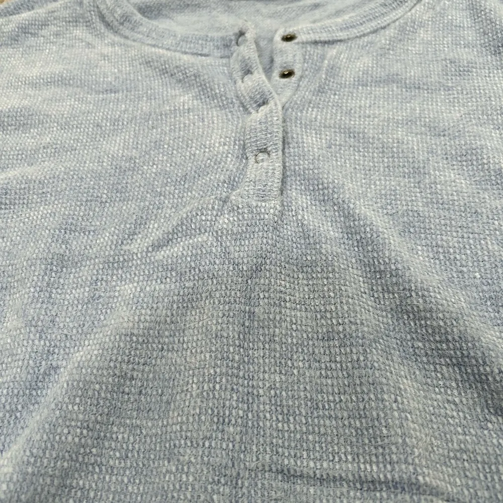 Hollister blue fuzzy Henley sweater - Image 2