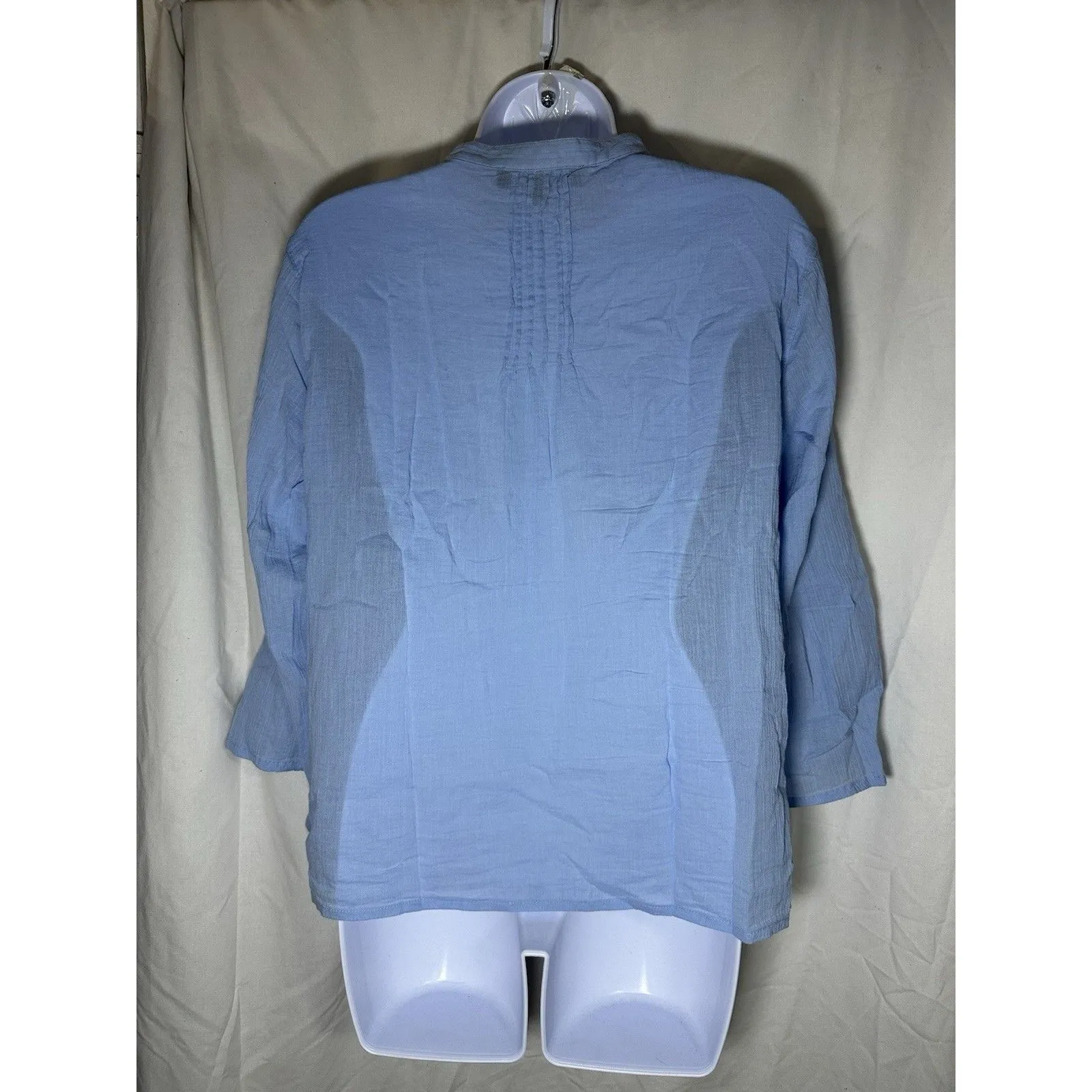 Tommy Hilfiger Women's Cotton Pintuck Embroidered Blouse Size L - Image 3