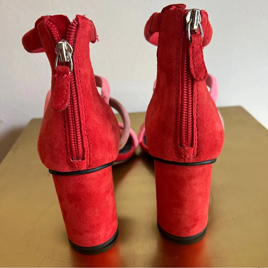 Rebecca Minkoff Red and Pink Strappy Sandals Colorful Statement Heels Size 8 - Image 9