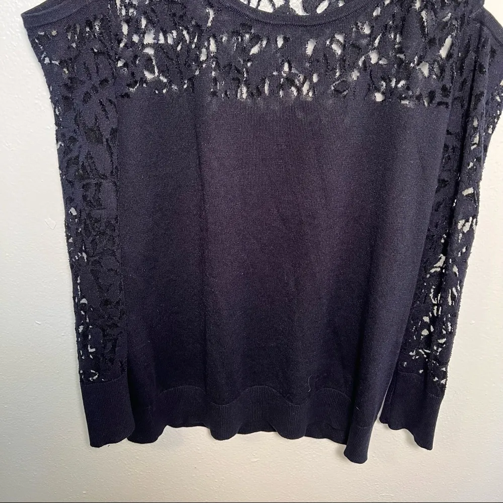 Saks Fifth Avenue Cold Shoulder Sweater Navy Blue - Image 4