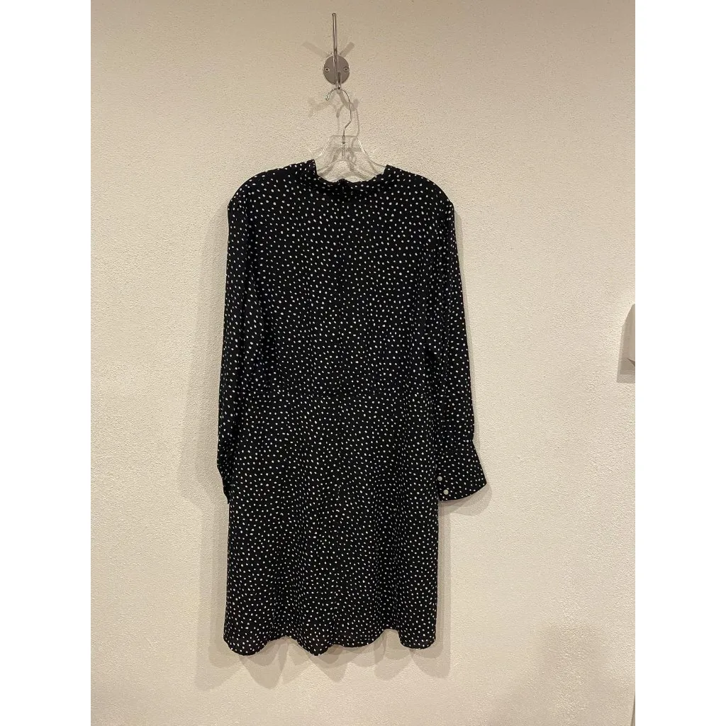 UNTUCKit Dress Womens 12 Black Polka Dot Long Sleeve Shirt Dress Casual V Neck - Image 4