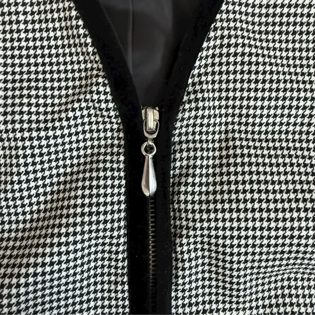 Vintage 90s Stonebridge Snowflake Houndstooth Zip Vest Small | Y2K Winter Black - Image 3