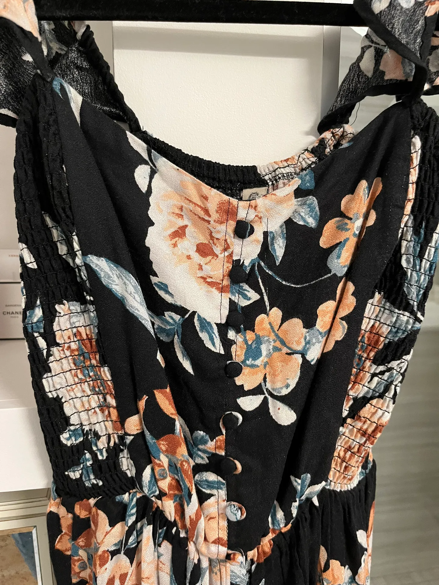 Black and Floral Jumpsuit with slits in legs - Image 3