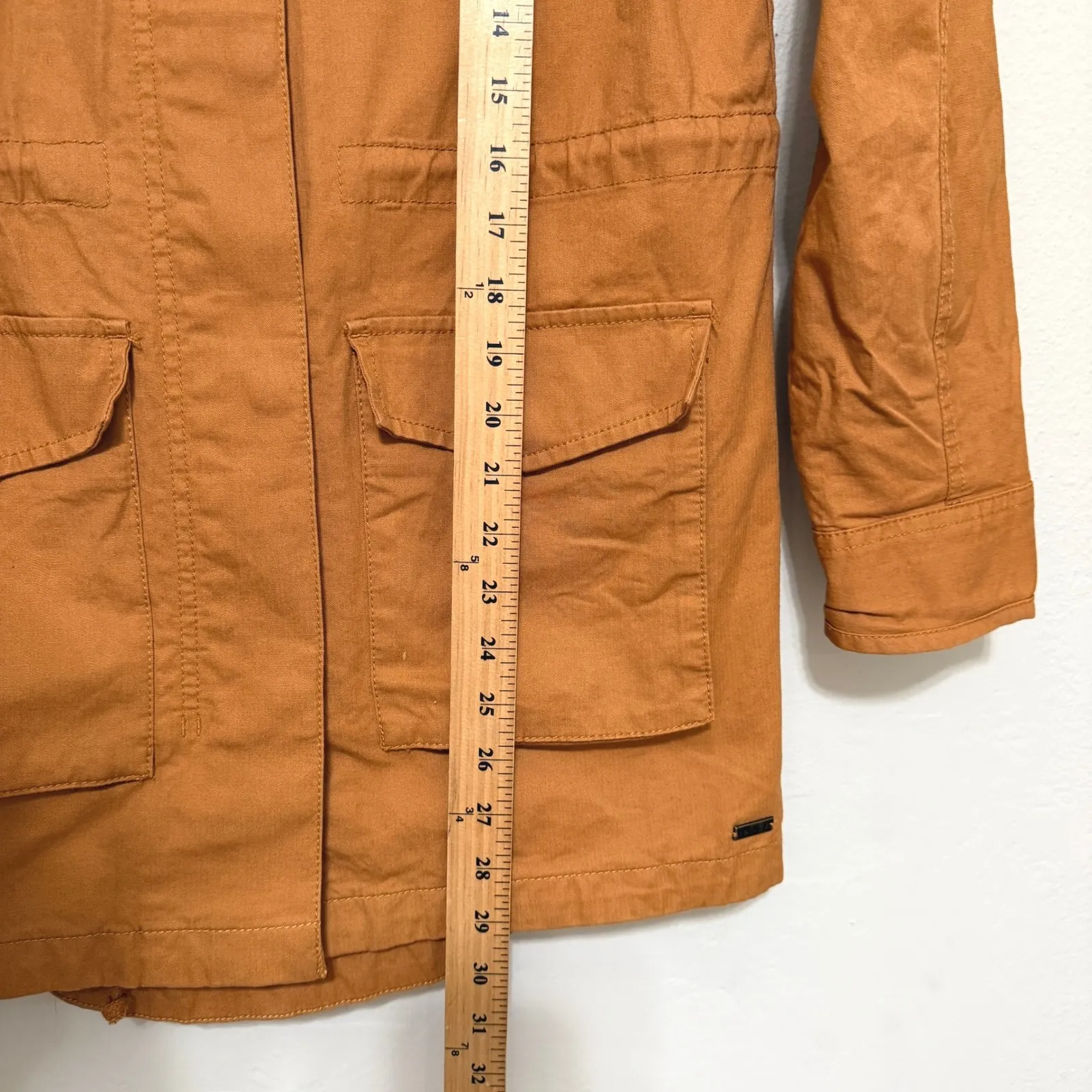 Pact Utility Field Jacket Womens XS Organic Cotton Pockets Cargo Orange Twill - Image 9