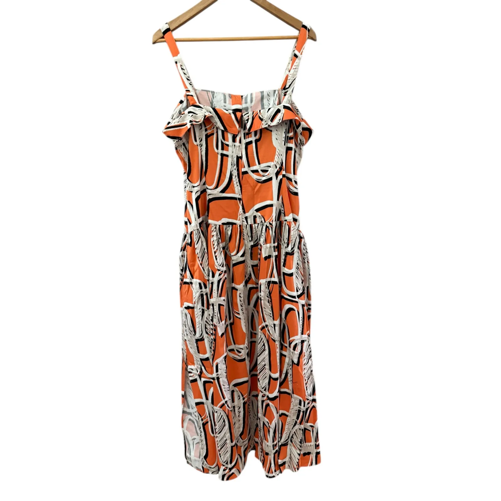Karl Lagerfeld Paris Sleeveless Printed Square Neck Midi Dress Orange Size 12 - Image 12