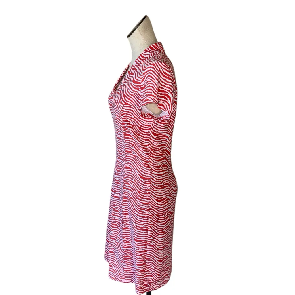 NWOT J.McLaughlin Ivana Dres Tiger Print / Radio Wave Stretch Red - Image 3
