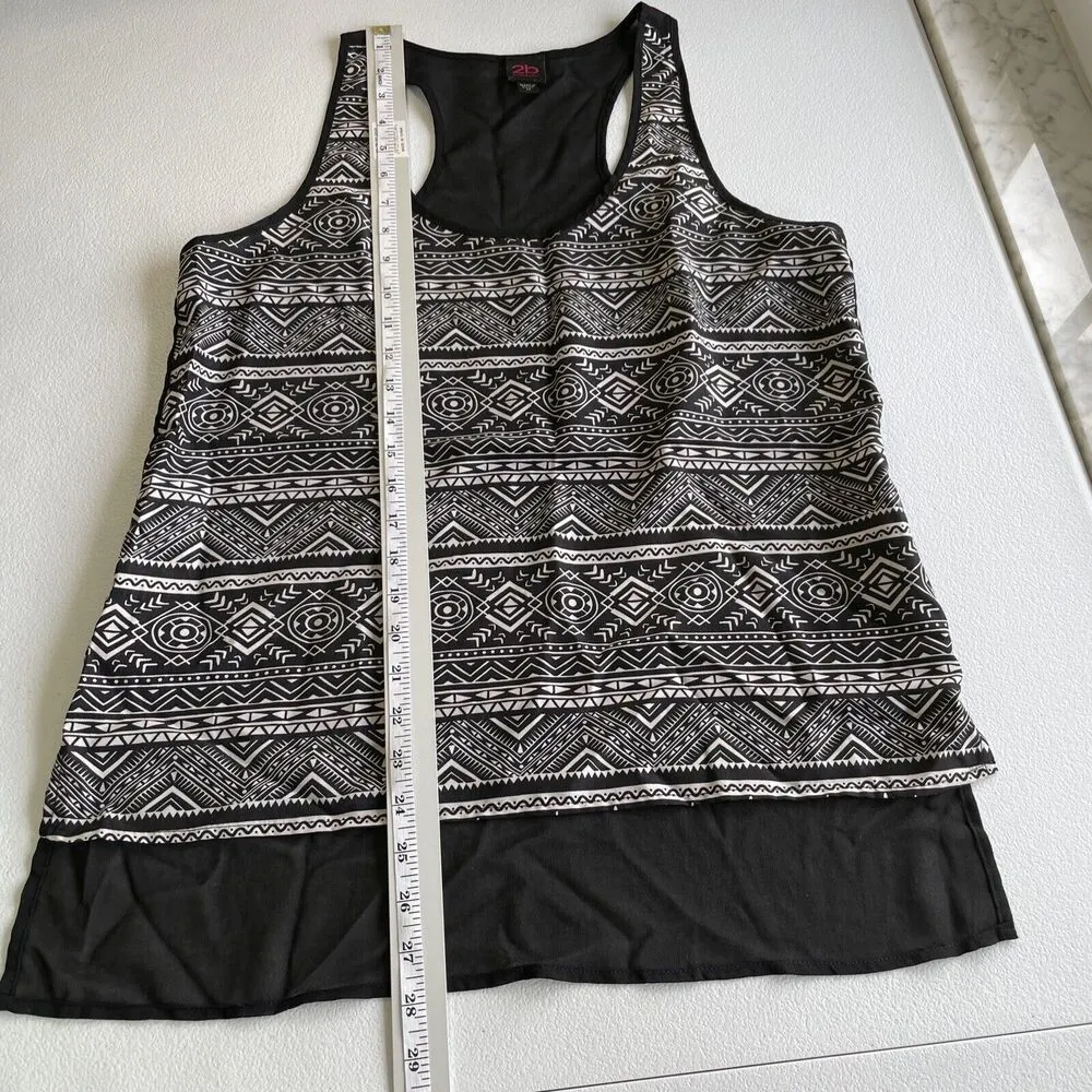 Bebe 2B High Low Aztec Print Racerback Tank Top Womens Size M Sheer Back - Image 6