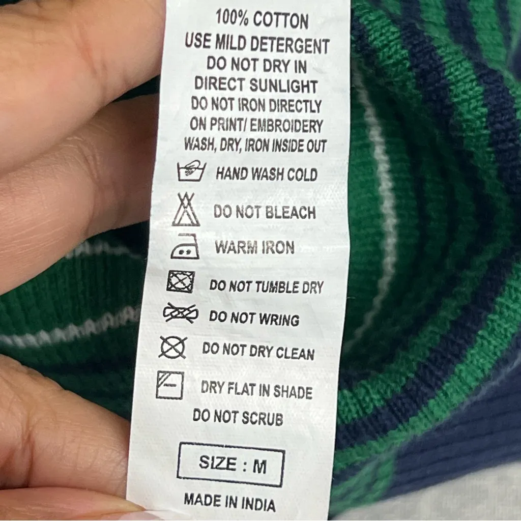 United Colors Of Benetton Off-Shoulder Green & Navy short sleeve Sweater size M - Image 3