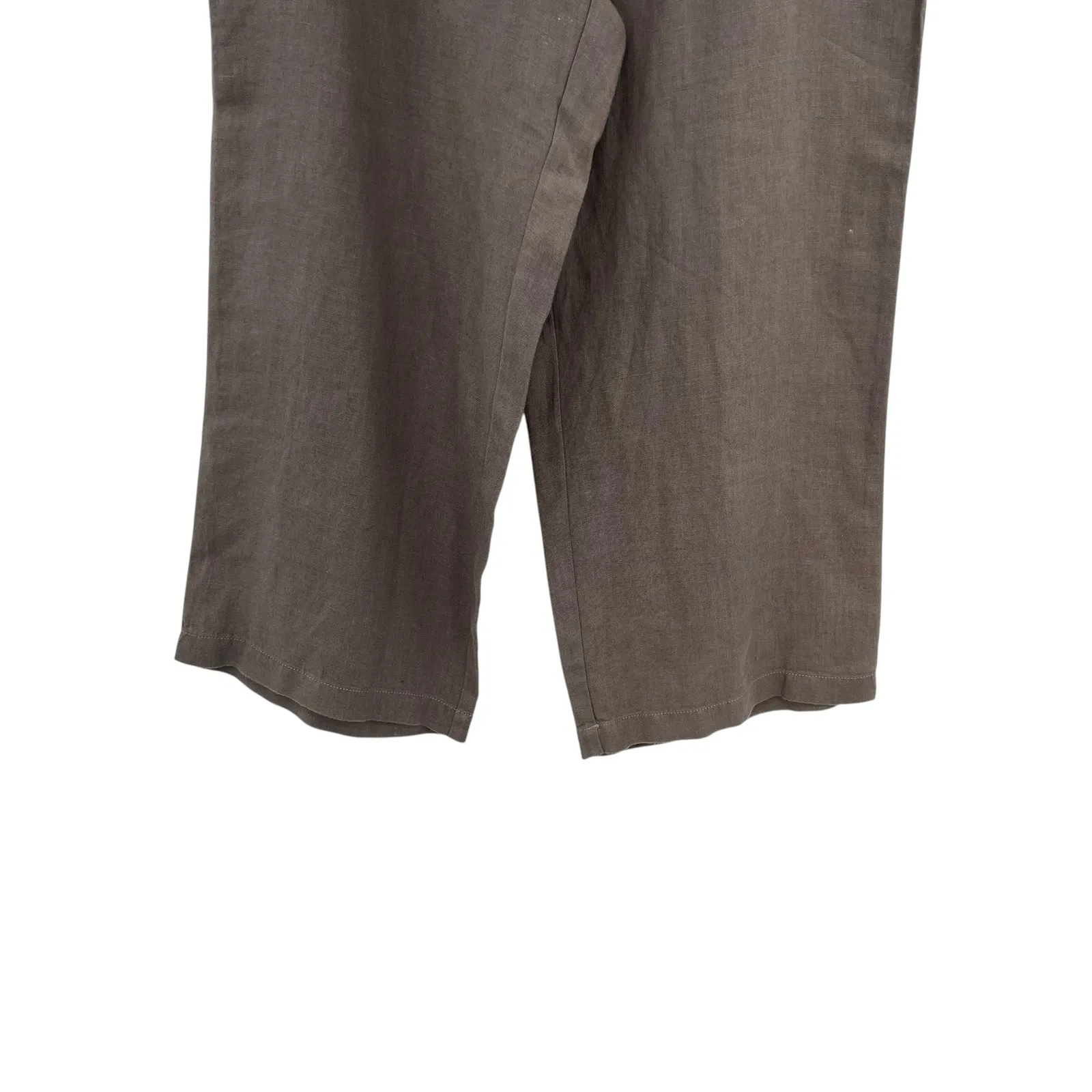 Eileen Fisher Pants Cropped‎ Linen Side Zip Beige Tan Brown Size Medium - Image 5
