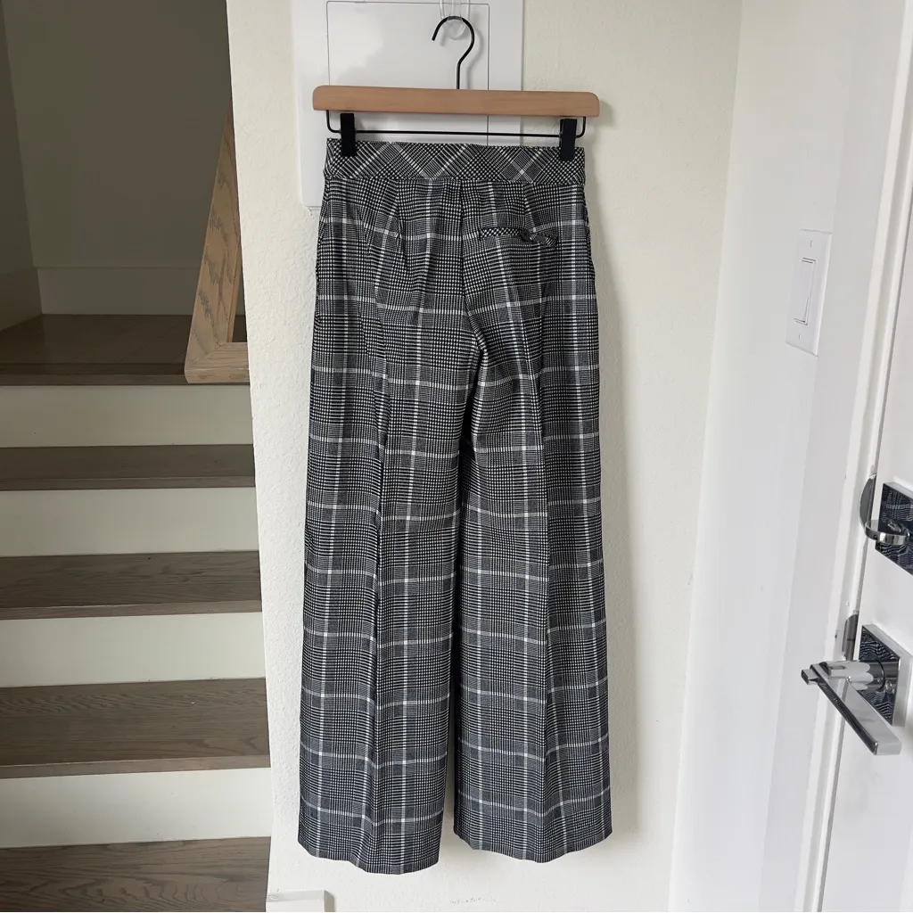 SPANX Ponte Plaid Jacquard Wide Leg Dress Pants 20677R in Black and White - Image 4