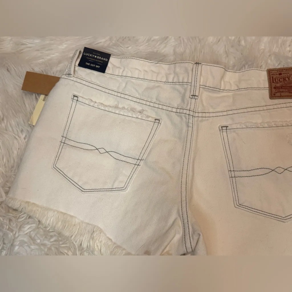🏷️ NWT Lucky Brand “The Cut Off” White Jean Shorts - Size 8/29 - 100% Cotton - Image 8