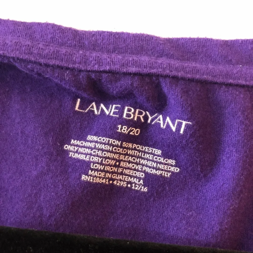 Lane Bryant Womens T Shirt Top Scoop Neck Cotton Blend Short Sleeve Purple 18/20 - Image 3