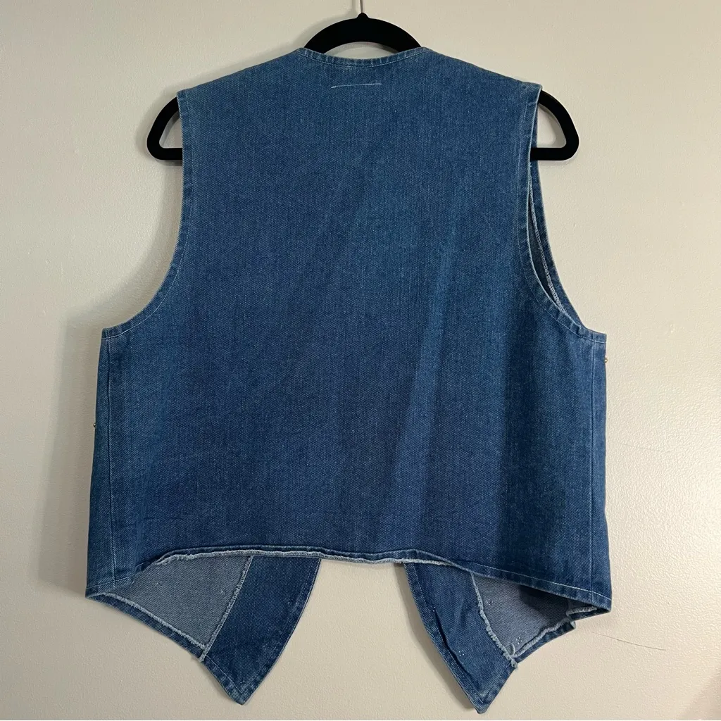 Vintage Studded Denim Vest USA Made One‎ Size Y2K 90’s western Blue - Image 5