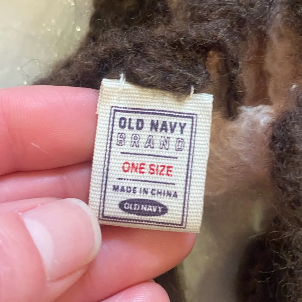 Old Navy Neutral Light Pink and Brown Knitted Flower Fringed Scarf - Image 5