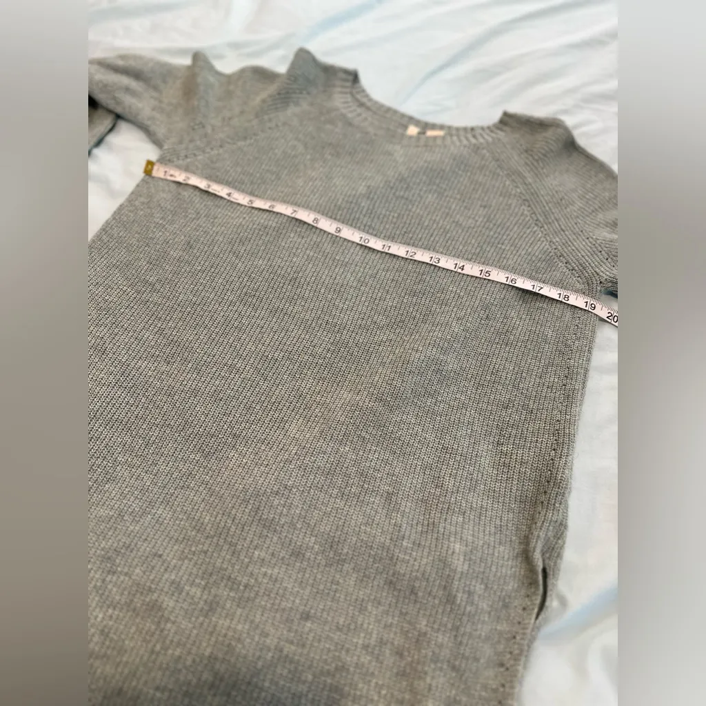 Anthropologie Moth Sz: S Crew Neck Side Slit Tunic Length Light Green Sweater. - Image 3