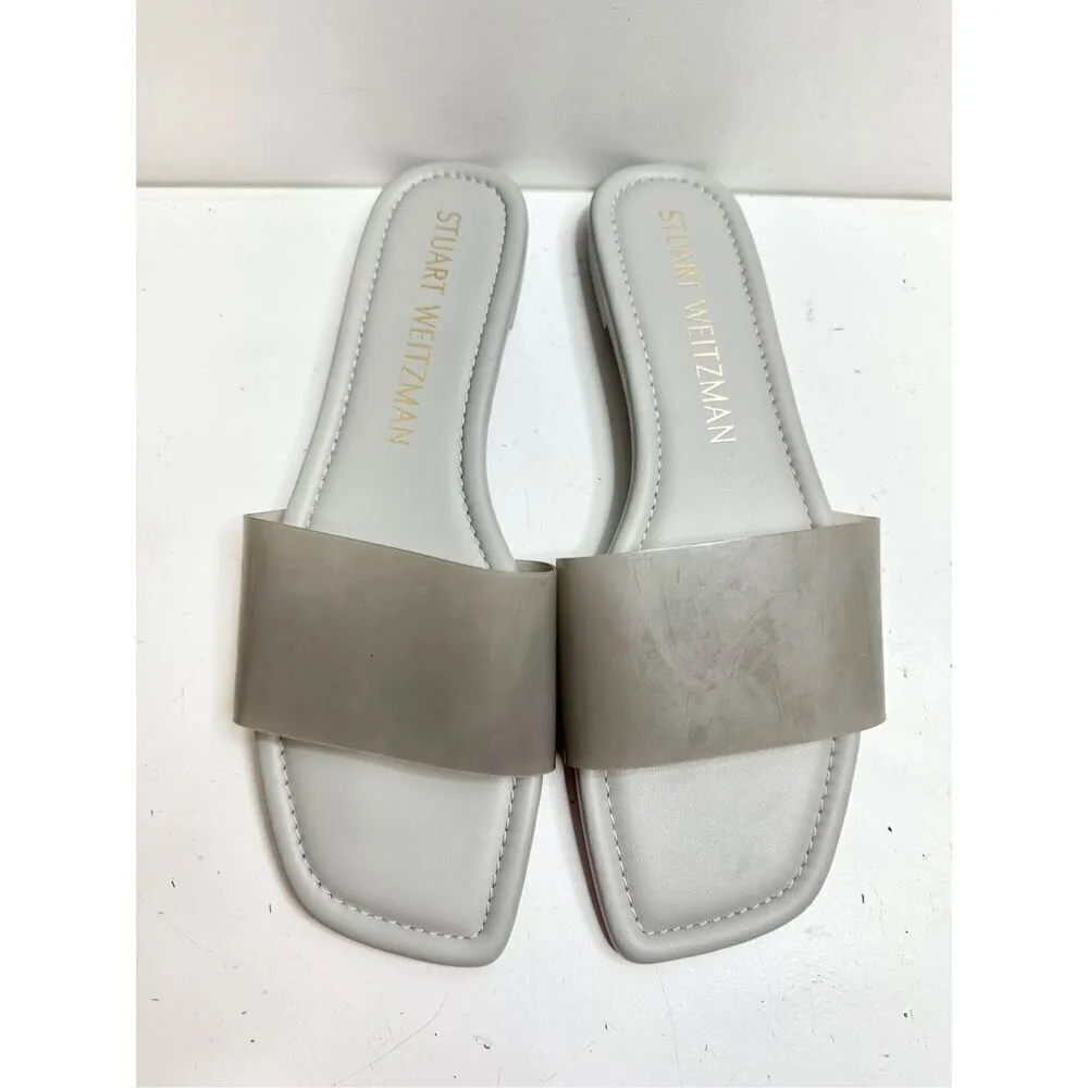 Stuart Weitzman Sandals Womens Size 11B Gray Summer Flats Clear Strap - Image 5