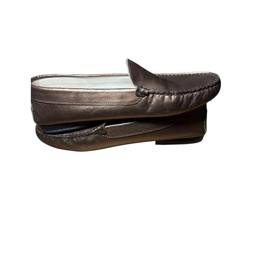 Tod's Women's‎ Mocassins Driving Shoes Bronze Copper Loafer Leather Size 8.5 - Image 4