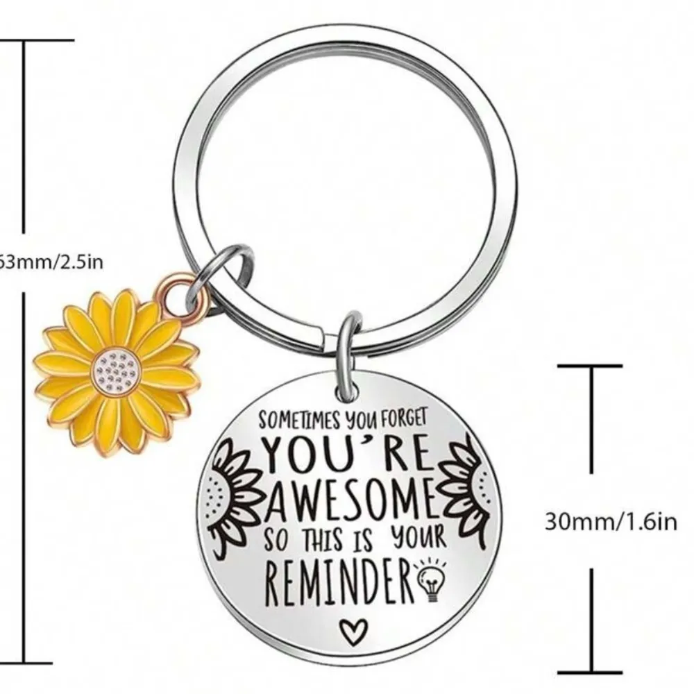 Motivational Super Cute Silver Keychain with Yellow Flower Charm​​ - Image 4