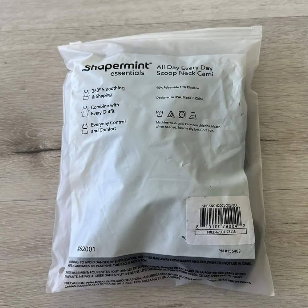 Shapermint Essentials All Day Every Day Scoop Neck Cami Black XXL NWT IN PKG - Image 5