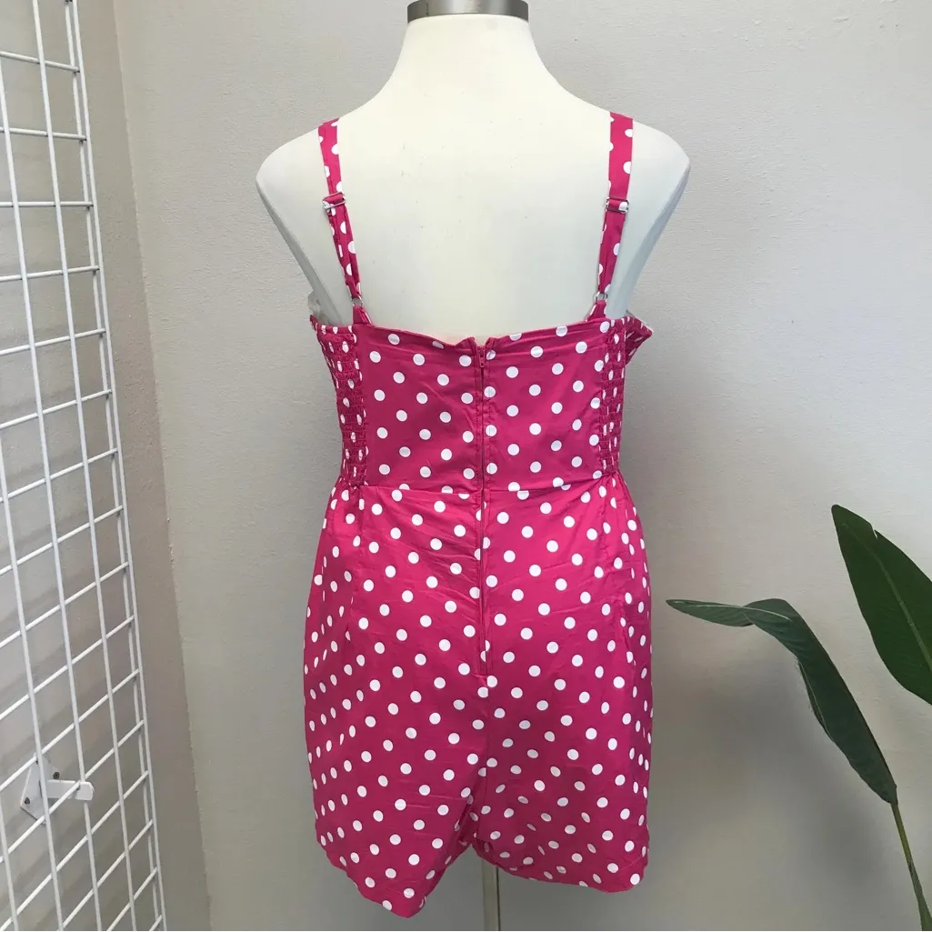 Unique Vintage Pink Polka Dot Romper - New! - Size 18 - Image 3