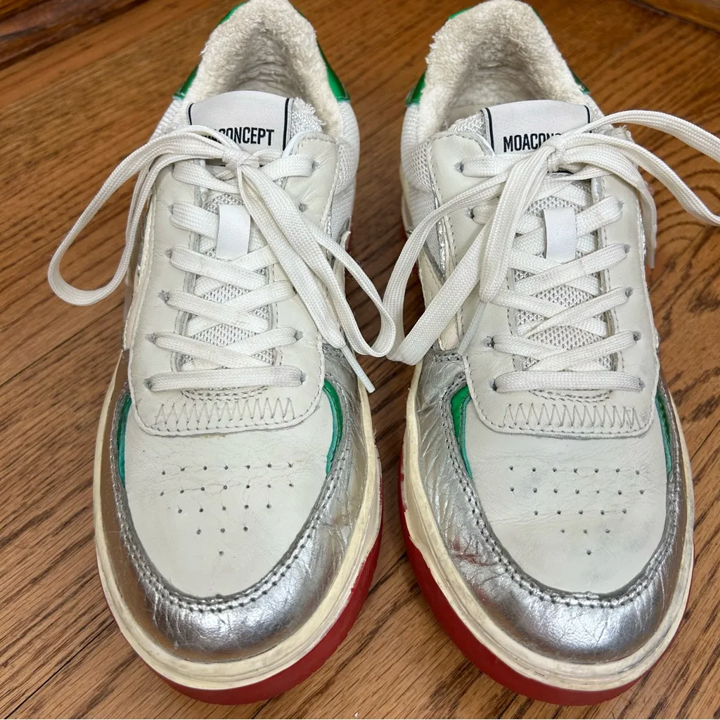 Moa | Master Of Arts In Multi Green Silver Leather Red Sole Sneakers Size 7.5 - Image 7