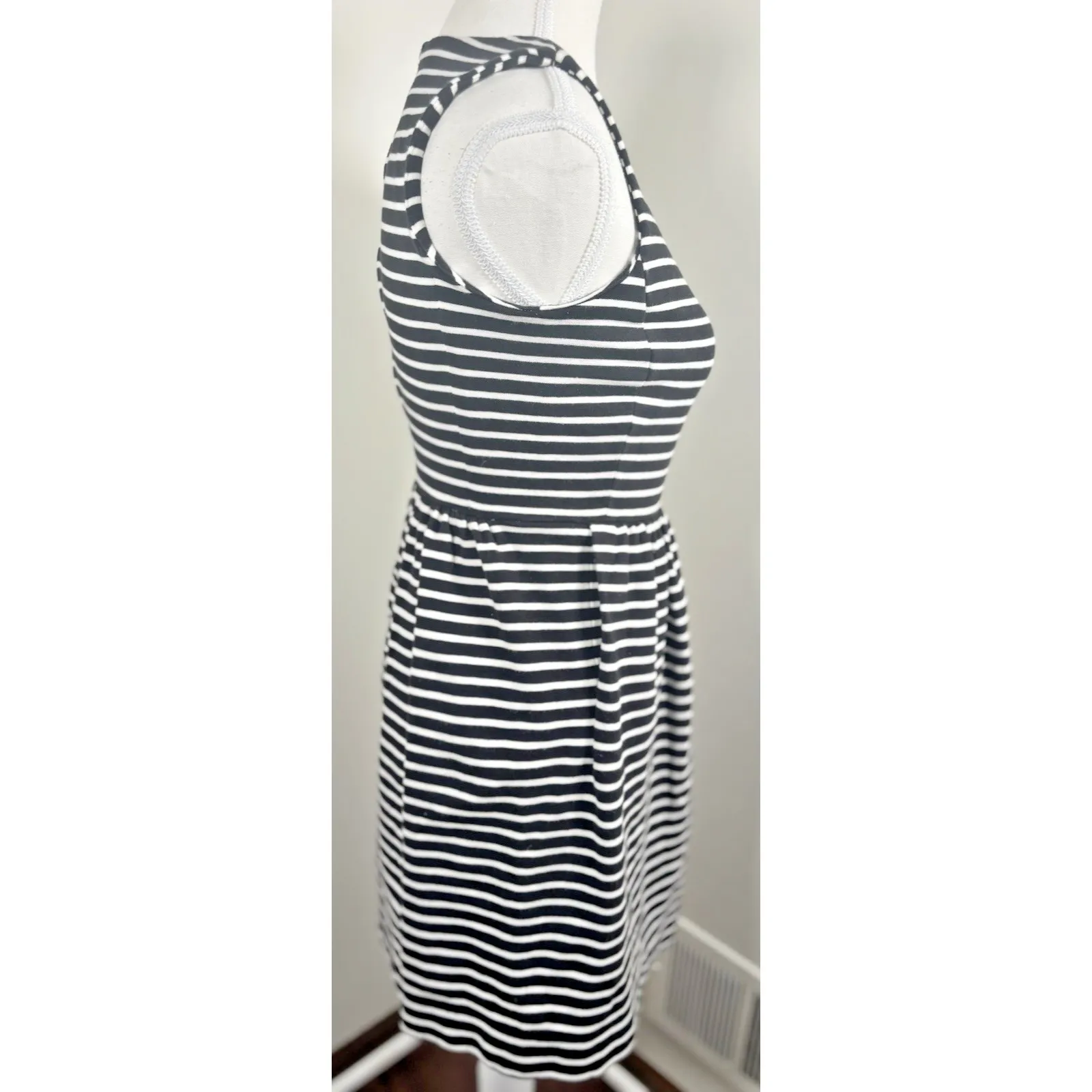 J. Crew‎ Factory Fit & Flare Daybreak Dress Size XXS Black and White Coastal - Image 5