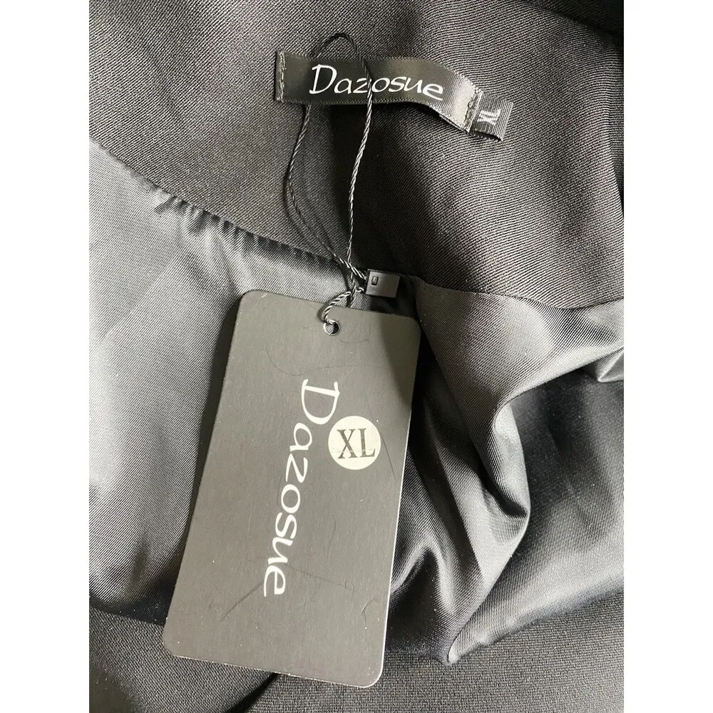 NWT Dazosue Open Front BLACK Career Blazer Slim Suit Jacket Pockets XL - Image 10