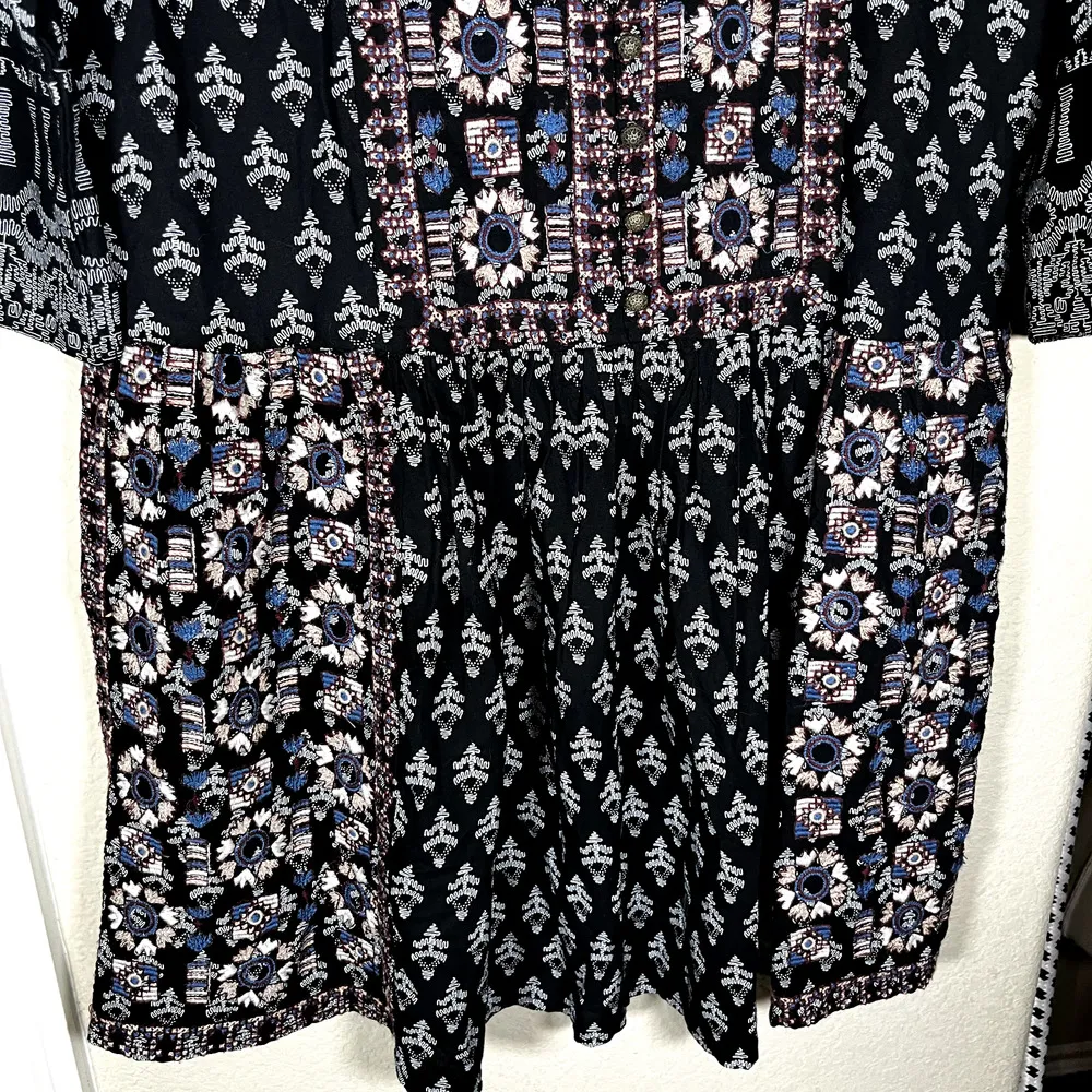 Anthropologie Vanessa Virginia Boho Mini Dress XS Embroidered Kaleidoscope - Image 3