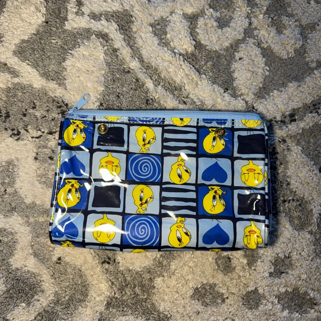 Vintage Tweety Bird Makeup Pouch🫧 Blue - Image 2