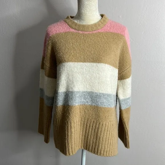 Topshop • stripe color block fuzzy knit oversized sweater - Image 7
