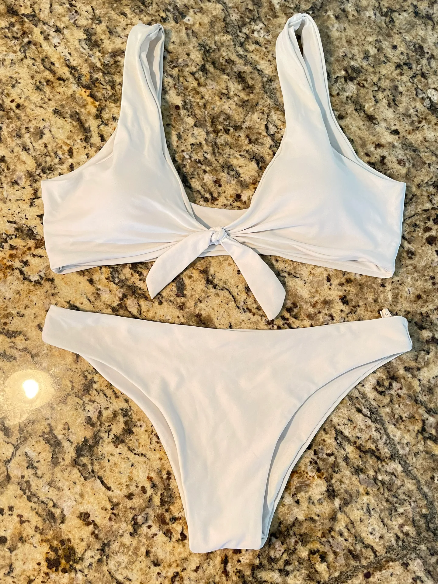White Push Up Bikini With Tie In Front - Image 2