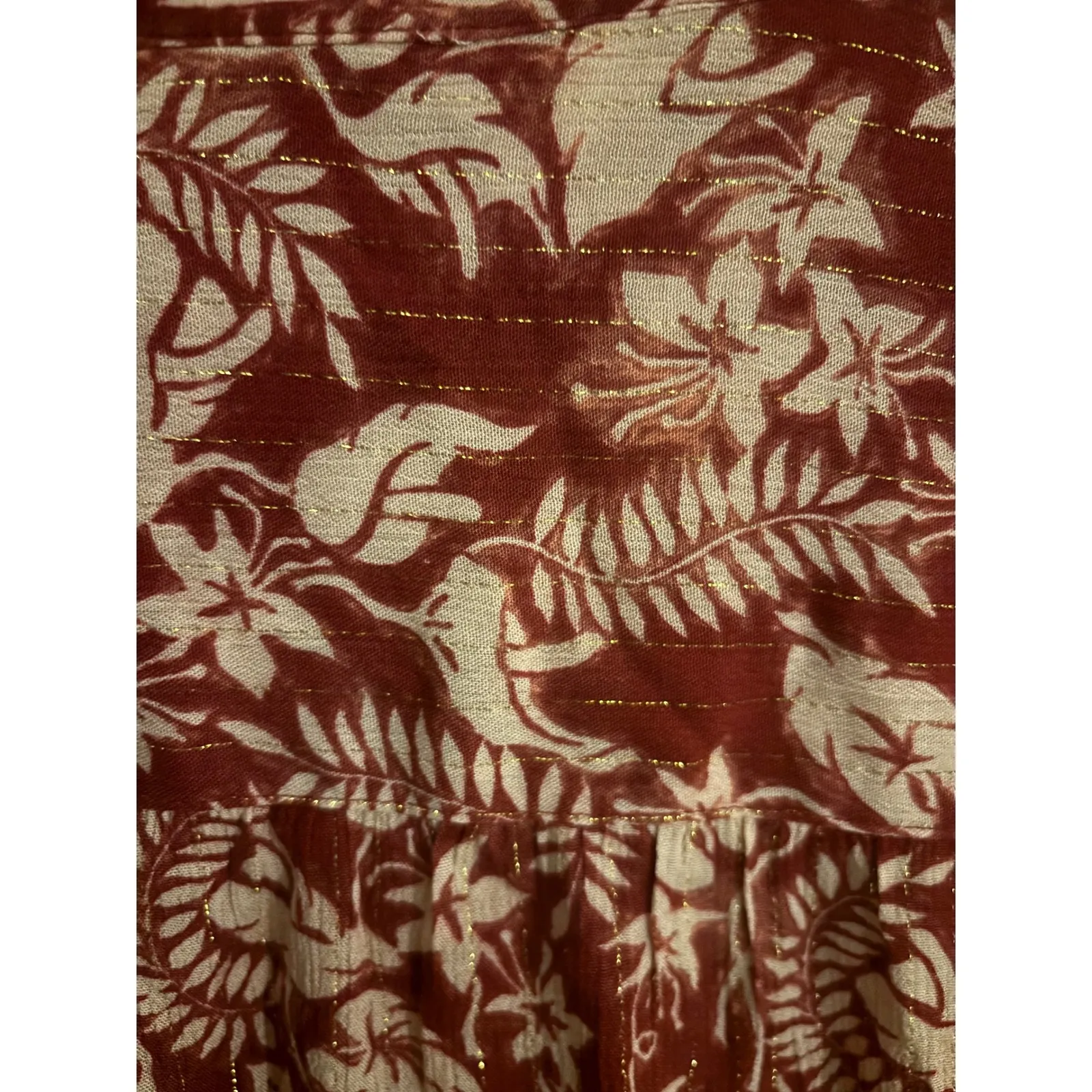 INC International Concepts Burgundy Floral Wrap Top Long Sleeve Womens Size XL Red - Image 6