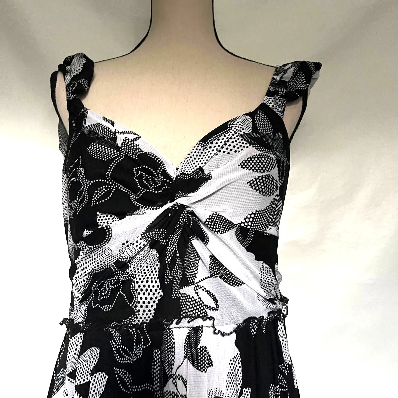 Signature Sangria Midi Floral Dress 10 Romantic Old Hollywood Retro Rockabilly Black Size L - Image 3