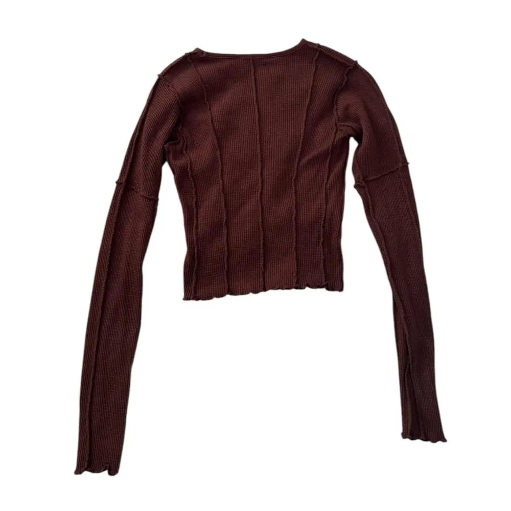 ✰brown contrast stitch waffle long sleeve from glassons✰ - Image 2