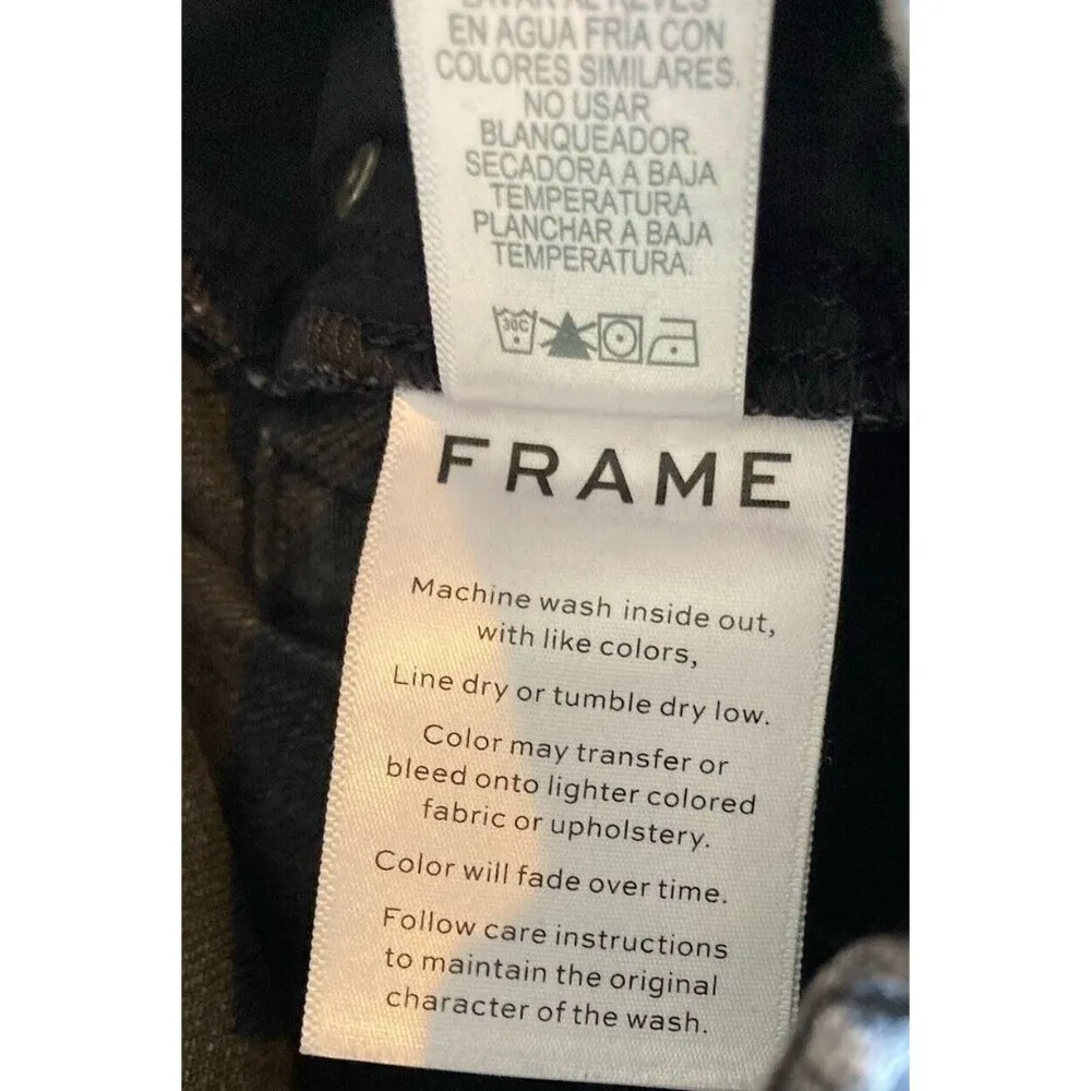 Frame Le Original Skinny Jeans Womens 24 Black Ripped Grunge Whimsigoth Festival - Image 8