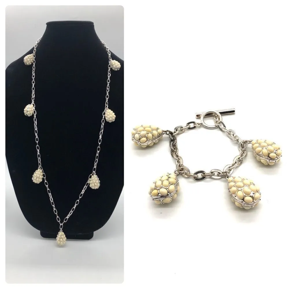 Liz Claiborne Necklace and Bracelet Set Silvertone - Image 2