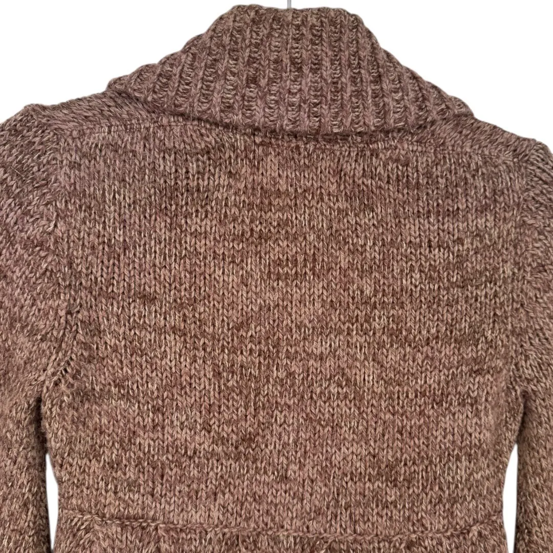 PANDEMONIUM Brown Wool Blend Shawl Collar Button Front Cardigan Sweater Sz Small - Image 6