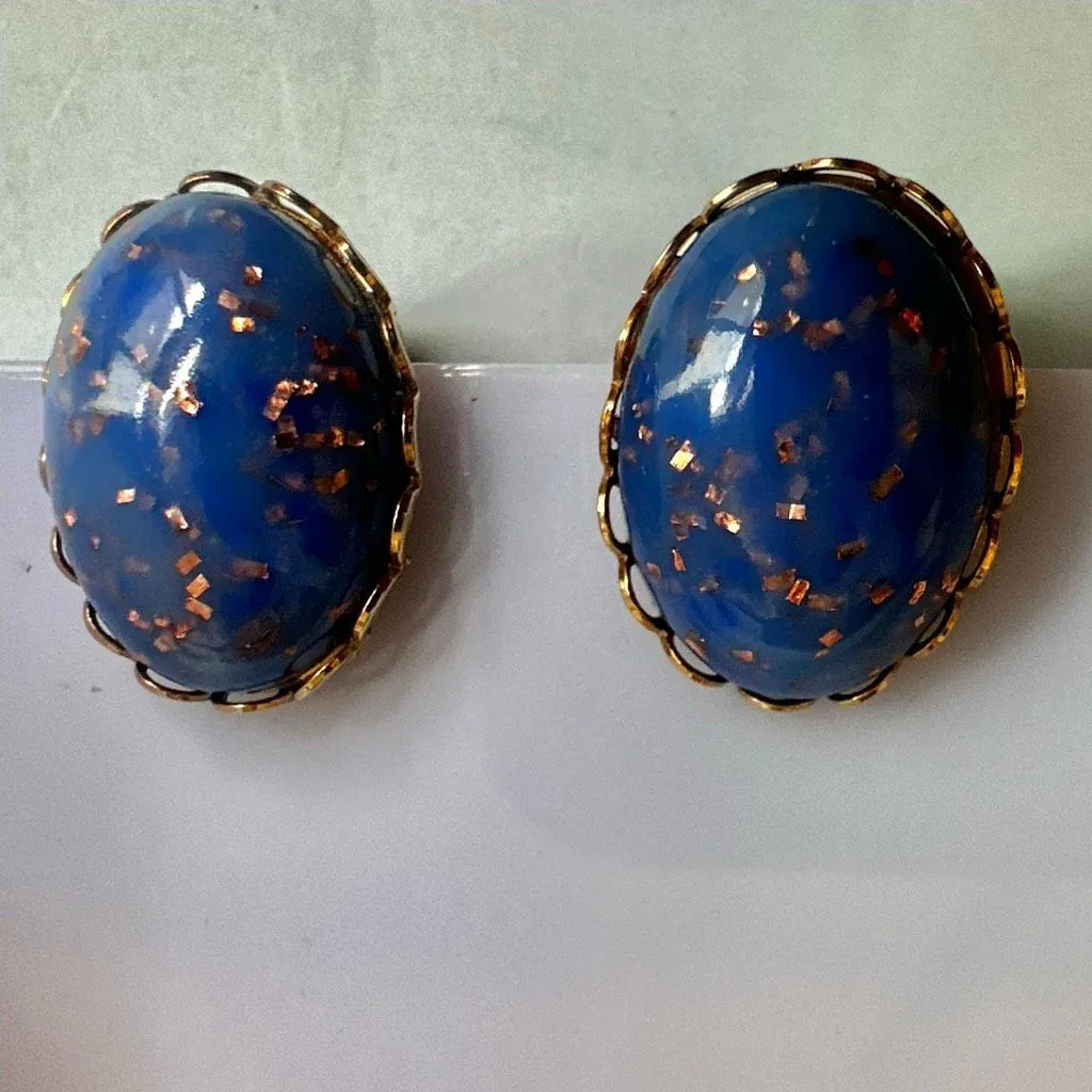 Vintage Blue Confetti Lucite Clip - Image 2