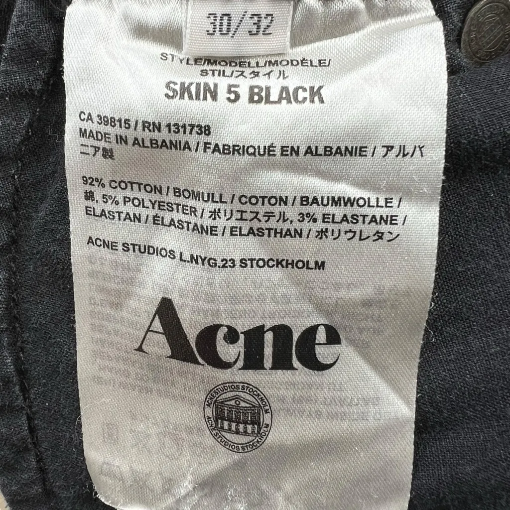 ACNE STUDIOS Skin 5 Black Jeans Sz 30/32 - Image 11